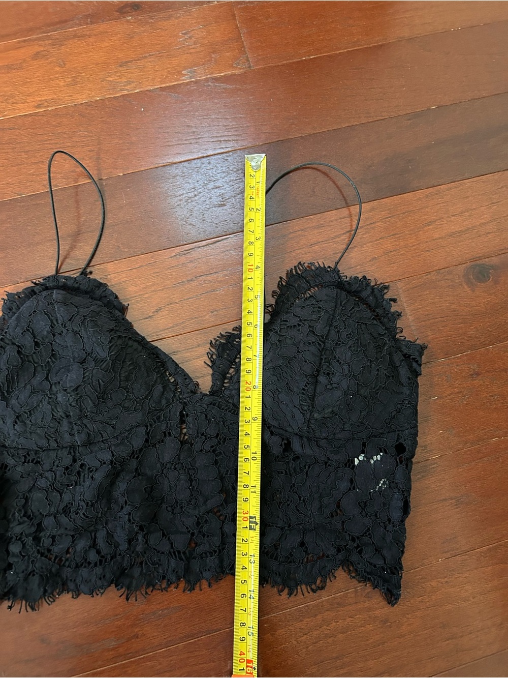 SHEIN Black Lace Longline Bralette Crop Top with Scalloped Eyelash Trim size M - Picture 6 of 6